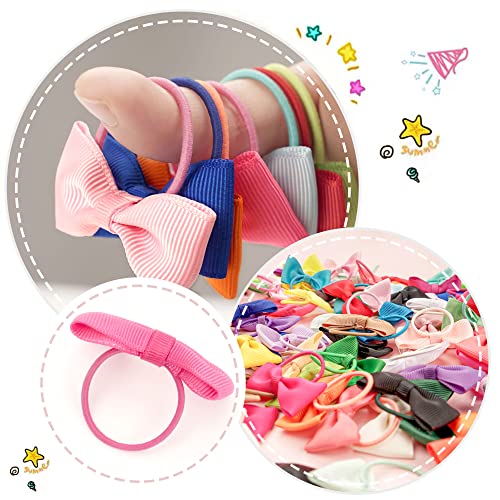 CÉLLOT 80PCS 2 Inches Baby Bows Hair Ties Mini Boutique Hair Bows Durable Elastic Rubber Ribbon Hair Band Accessories for Toddlers Infants Kids Under 2 Years Old - Image 5