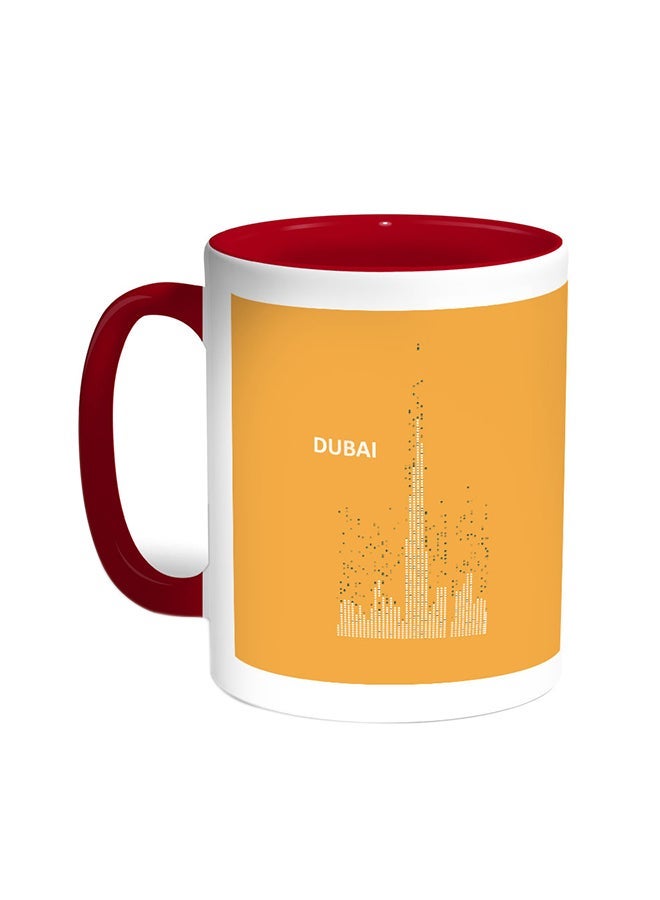 RYN Abstract Drawing - Dubai Towers Printed Coffee Mug Red/White 11ounce