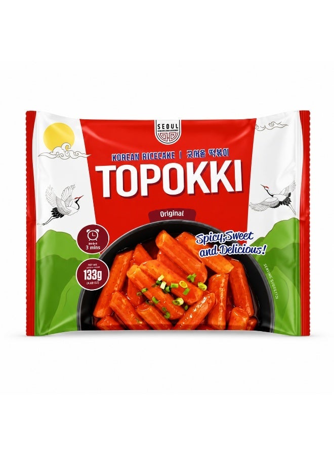 Good Seoul Topokki Korean Original Rice Cakes – Instant Korean Tteokbokki with Authentic Traditional Flavor, Soft & Chewy Rice Cakes, Ready to Eat Meal, 133g, Pack of 1 - Image 1