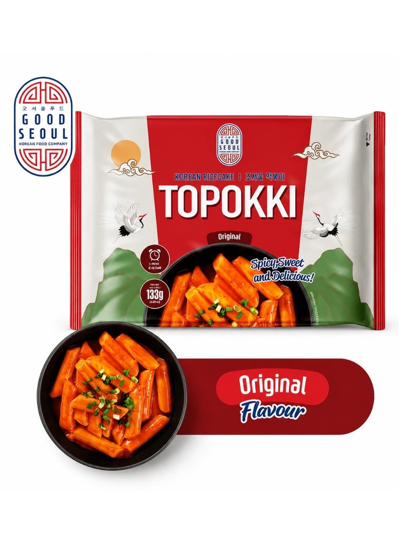 Good Seoul Topokki Korean Original Rice Cakes – Instant Korean Tteokbokki with Authentic Traditional Flavor, Soft & Chewy Rice Cakes, Ready to Eat Meal, 133g, Pack of 1 - Image 3