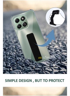 Generic غطاء حماية سيليكون شفاف مضاد للصدمات For Honor X6B مع قبضة يد مغناطيسية - شفاف/أسود  - Image 2