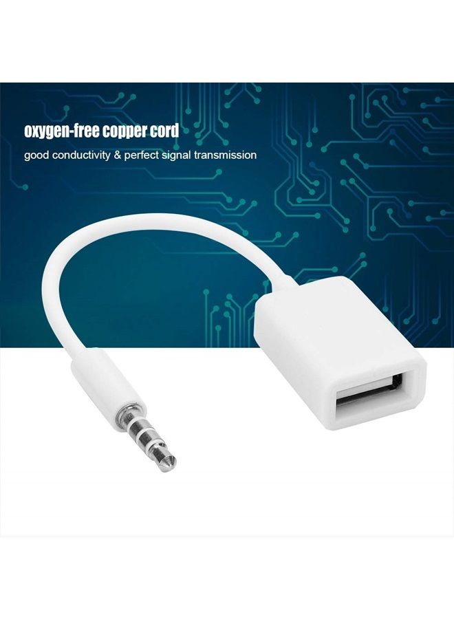 Ashata كابل صوت 3.5 ملم ذكر إلى USB أنثى، USB أنثى إلى مقبس Aux كابل صوت ذكر 3.5 ملم كابل محول مساعد للأجهزة المزودة بمقبس صوت AUX - Image 3