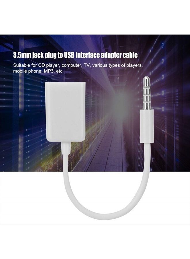 Ashata كابل صوت 3.5 ملم ذكر إلى USB أنثى، USB أنثى إلى مقبس Aux كابل صوت ذكر 3.5 ملم كابل محول مساعد للأجهزة المزودة بمقبس صوت AUX - Image 2