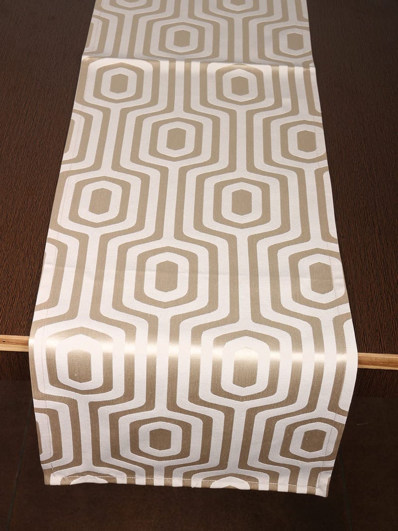 Home - The Best is for You Cotton Table Runner with Woven Damask Design (Cream, 13X84 Inch) - Pack of 1 - Image 2