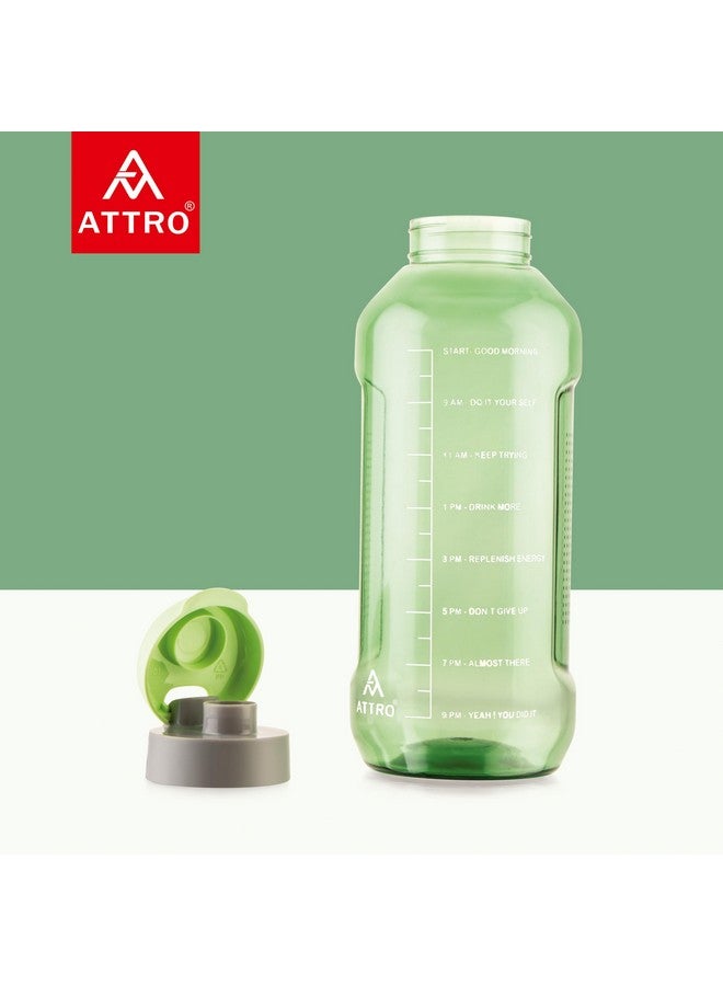 ATTRO Ultra Pro 2 Motivational 2L BPA-Free Water Bottle with Leak-Proof Flip-Top Cap, Nylon Strap and Stylish Mint Green Color for Daily Hydration, Plastic - Image 4