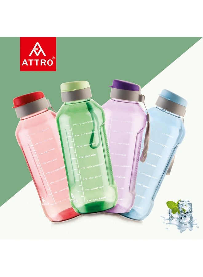 ATTRO Ultra Pro 2 Motivational 2L BPA-Free Water Bottle with Leak-Proof Flip-Top Cap, Nylon Strap and Stylish Mint Green Color for Daily Hydration, Plastic - Image 3