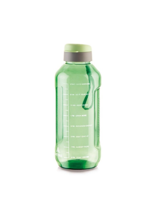 ATTRO Ultra Pro 2 Motivational 2L BPA-Free Water Bottle with Leak-Proof Flip-Top Cap, Nylon Strap and Stylish Mint Green Color for Daily Hydration, Plastic - Image 1