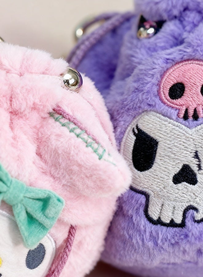 Sanrio Cute Sanrio Kuromi Plush Bucket Bag Soft Stuffed Crossbody Bag Stylish Shoulder Storage Bag for Kids Teens - Image 3