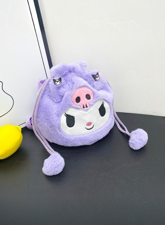 Sanrio Cute Sanrio Kuromi Plush Bucket Bag Soft Stuffed Crossbody Bag Stylish Shoulder Storage Bag for Kids Teens - Image 2