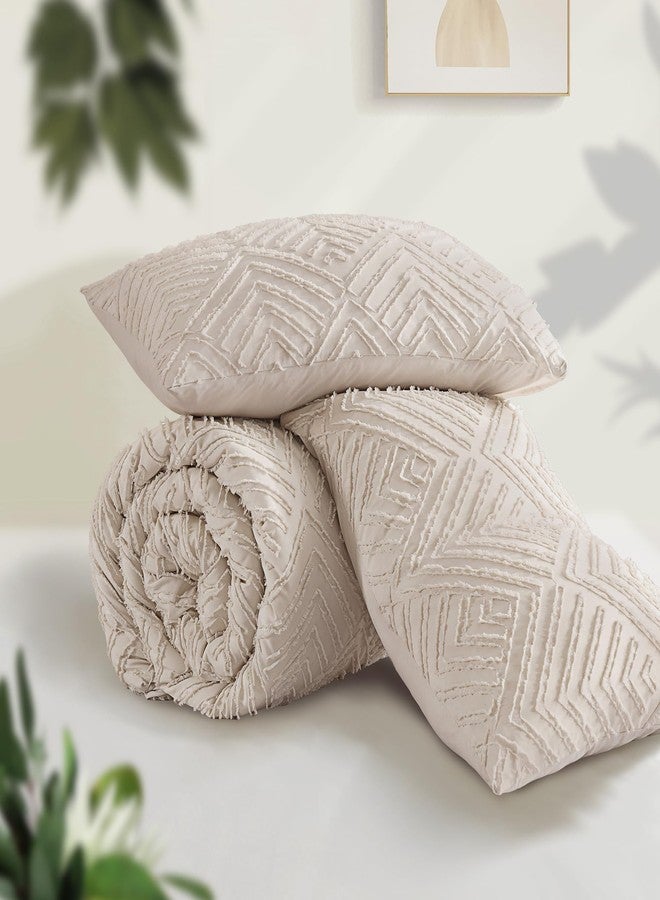 Andency Khaki California King Comforter Set, 3 Pieces Khaki Boho Bedding Set & Collections, Farmhouse Tufted Fluffy Bed Set for California King Bed (1 Comforter 104x96In, 2 Pillowcases) - Image 3