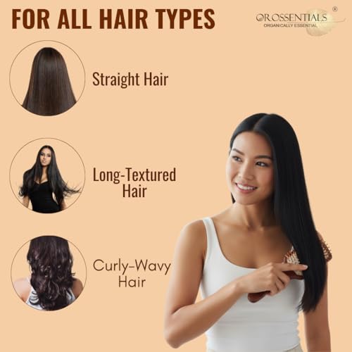 OROSSENTIALS Premium Wooden Hair Brush for Women & Men - Boar Bristle Paddle Brush for Curly Hair, Hair Growth With Flat Paddle Design - Image 4