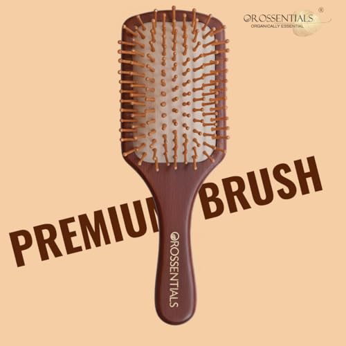 OROSSENTIALS Premium Wooden Hair Brush for Women & Men - Boar Bristle Paddle Brush for Curly Hair, Hair Growth With Flat Paddle Design - Image 2