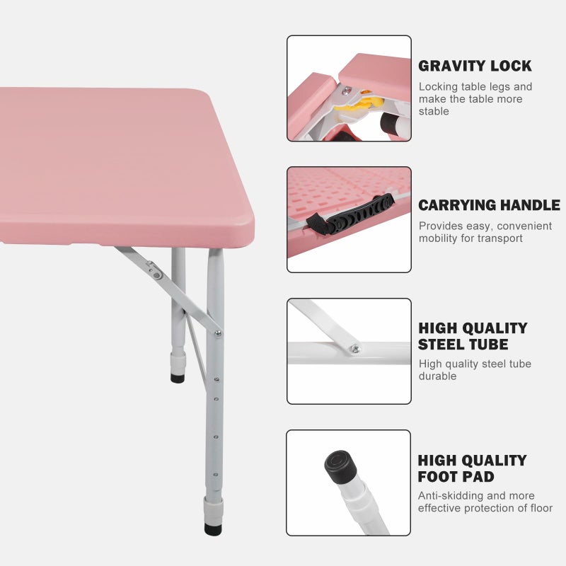 ICSPOID Portable Plastic Folding Table 4ft/6ft/8ft Heavy Duty White Black Picnic Dining Table Fold-in-Half for Camp Party Kitchen Indoor Outdoor - Image 3