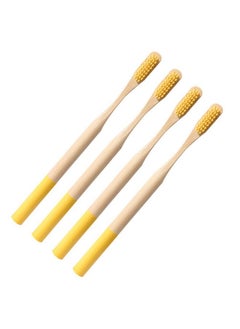 EXCEART EXCEART Wooden Manual Toothbrushes 4pcs Organic Bamboo Toothbrushes Bamboo Cotton Buds Natural Wooden Charcoal Toothbrush Bristle for (Yellow) Natural Charcoal Toothbrush  - Image 2