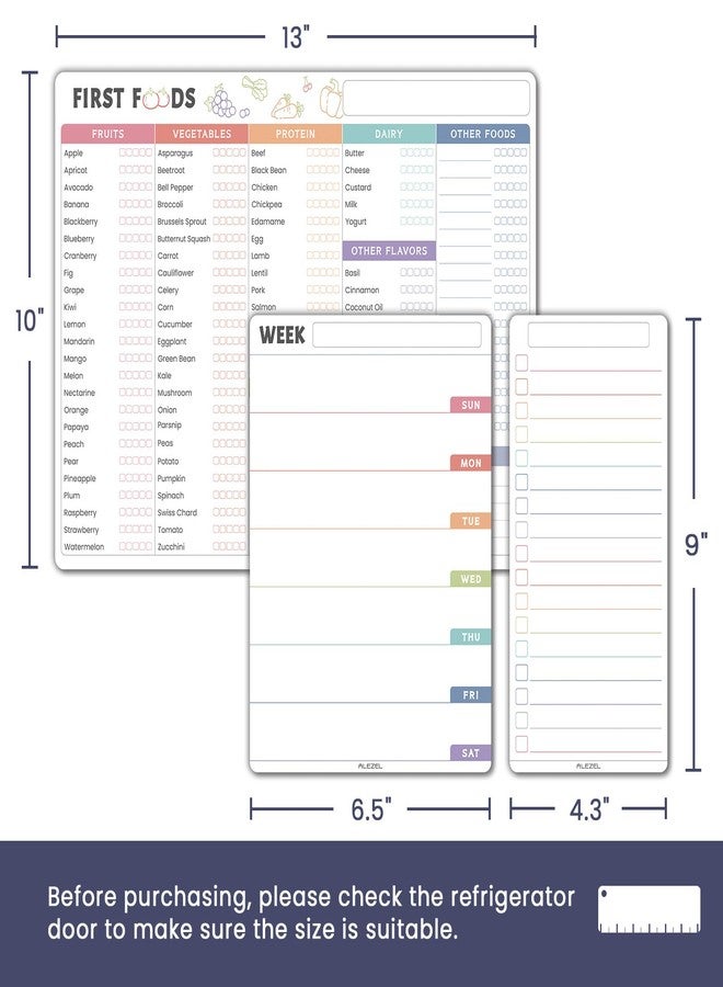 ALEZEL Baby First Food Tracker Fridge Magnet, Dry Erase Baby Food Chart/Checklist Set - Daily Log Meal Planner for Refrigerator, 3 Markers + Eraser - Image 3