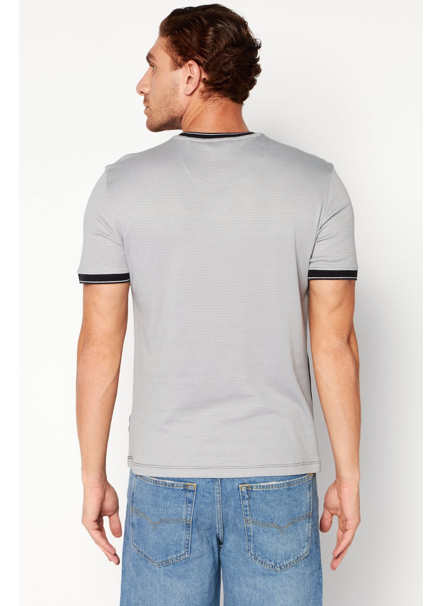 DKNY - Men V-Neck Plain Short Sleeves T-shirt, Black Combo - Image 1