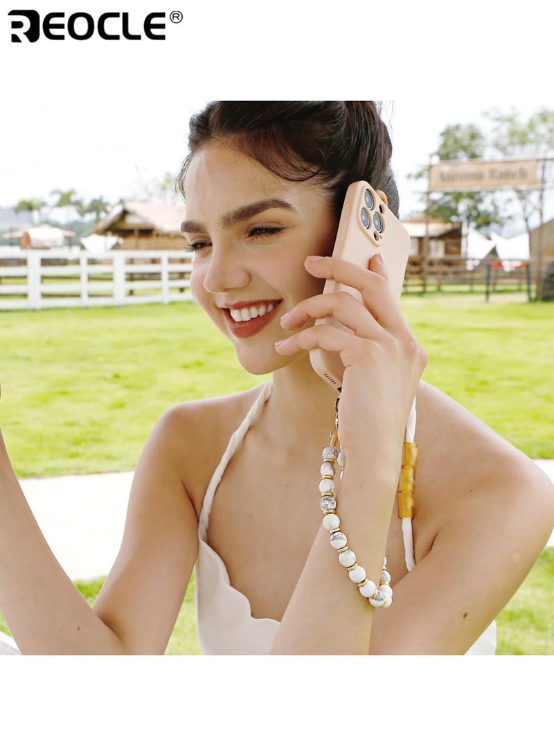 REOCLE Natural Stone Beaded Phone Wrist Strap Cellphone Lanyard with Tether Tab Charm Bracelet Hands-Free Wristlet Anti-Slip Durable Ideal for Daily Use Travel for Women and Girls - Image 3