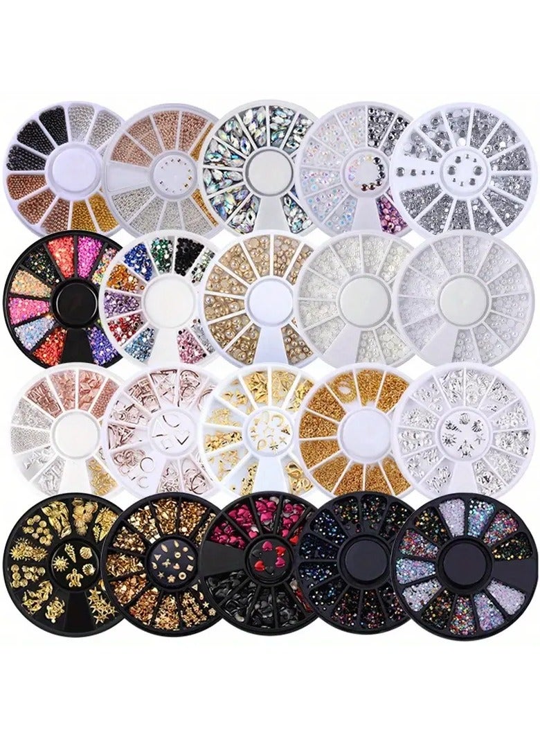 LANGMANNI Nail Art Decorations Kit, Star & Moon Hollow Alloy Studs, Rhinestones & Pearls Rivets, Assorted 3D Nail Charms For Manicure, DIY Craft Jewelry Accessories Set  - Image 5