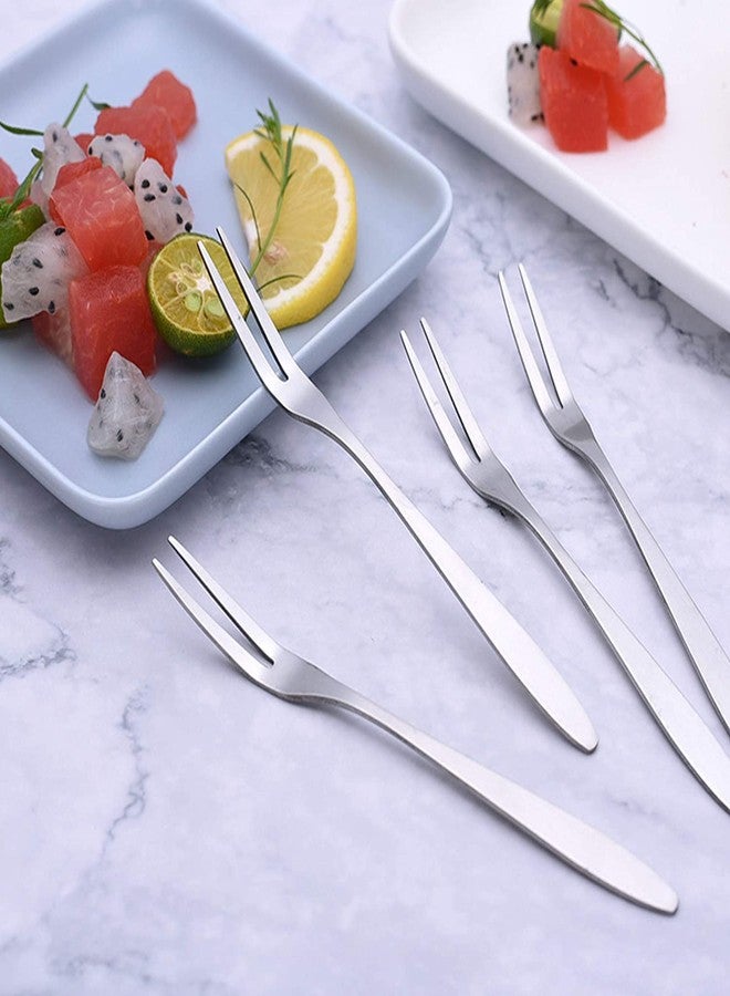 Naidev Silver 4 Pcs Mini Dessert Utensils Fork – 5.1" Stainless Steel for Cake, Fruit, Cocktail, Salad – Reusable for Party & Home Use. - Image 5