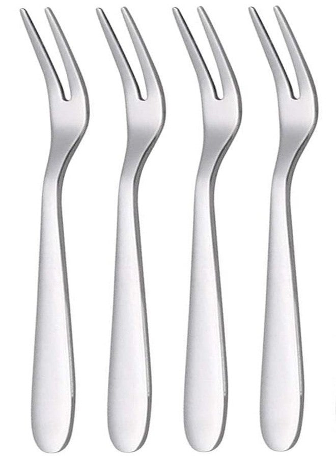 Naidev Silver 4 Pcs Mini Dessert Utensils Fork – 5.1" Stainless Steel for Cake, Fruit, Cocktail, Salad – Reusable for Party & Home Use. - Image 1