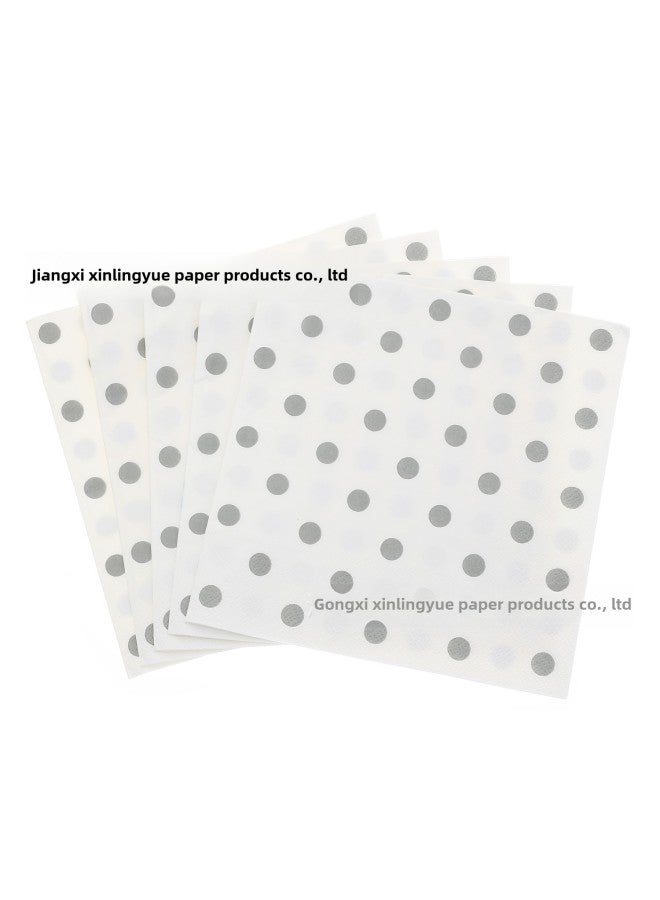 Ready-made Various Types Of Paper Towels Can Be Produced And Can Be Used With Printed Napkins, Rectangular Square Paper Towels-Color:33*33 Paper Towel-silver Gray Dots  - Image 1