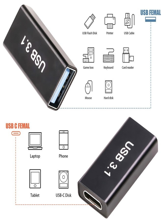 محول USB أنثى إلى USB-C أنثى، محول USB إلى USB-C، موصل محول USB 3.1 أنثى إلى USB-C أنثى متوافق مع MacBook Pro/Air و iPad Pro و Google Pixel و Huawei وغيرها - Image 2