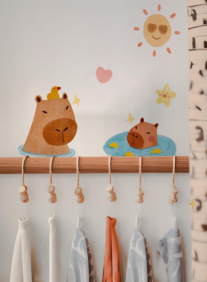 ملصقات حائط من مادة الفينيل القابلة للإزالة من Alwayspon Capybara، ملصقات حائط ذاتية اللصق قابلة للإزالة واللصق، ديكور لغرفة النوم وغرفة المعيشة والحضانة - Image 2