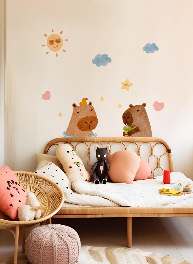 ملصقات حائط من مادة الفينيل القابلة للإزالة من Alwayspon Capybara، ملصقات حائط ذاتية اللصق قابلة للإزالة واللصق، ديكور لغرفة النوم وغرفة المعيشة والحضانة - Image 1