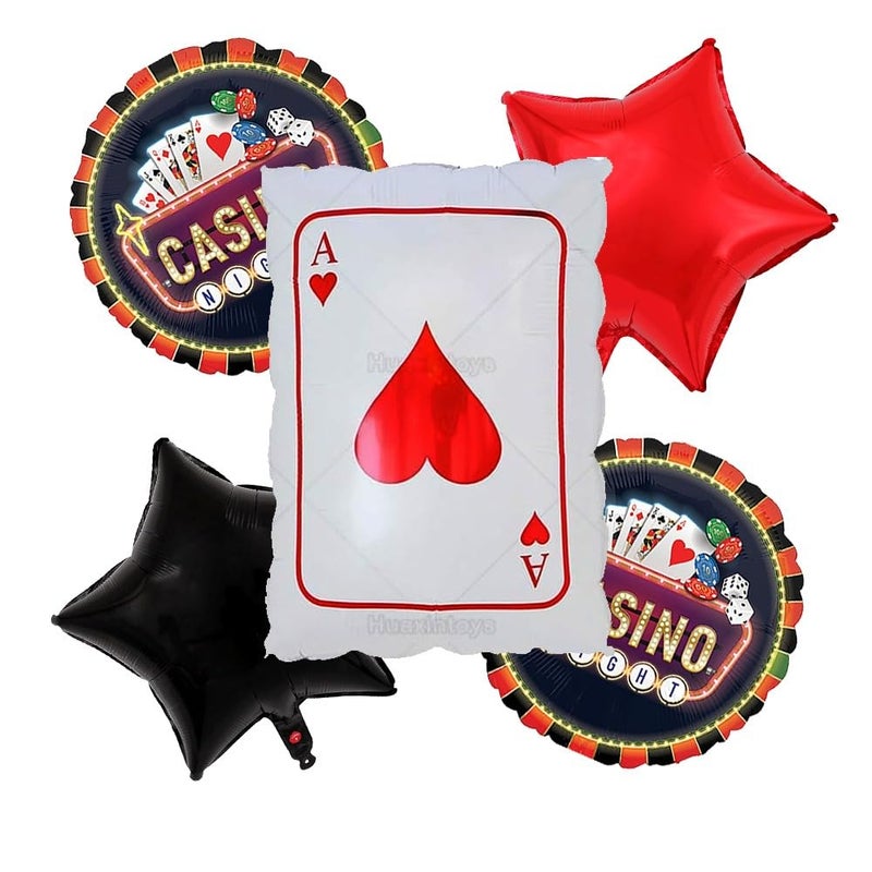 Pop The Party Casino Balloons – Pack of 5 Poker Party Decorations with Poker Chips & Ace of Spades Foil Balloons for Vegas Theme Party, Casino Night, Game Night, or Birthday Celebration - Image 5