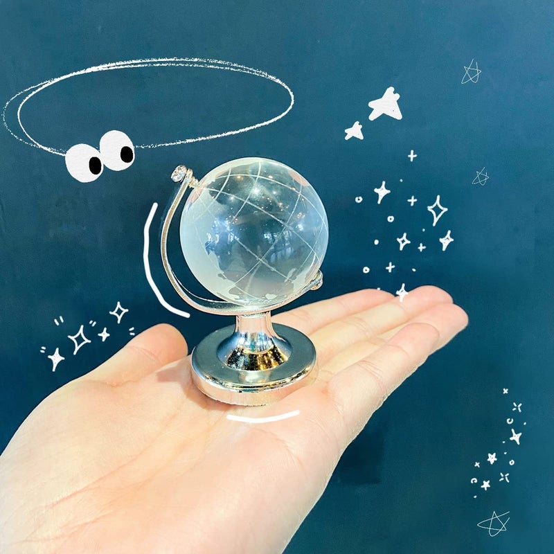 4every Mini World Globe Crystal Glass balls,Clear Paperweight decorative,small Earth globe for desk decorations,Office Home table Decor,tiny Ornaments Gifts, Miniature Ball Sphere paper weights,Diameter 5cm - Image 5