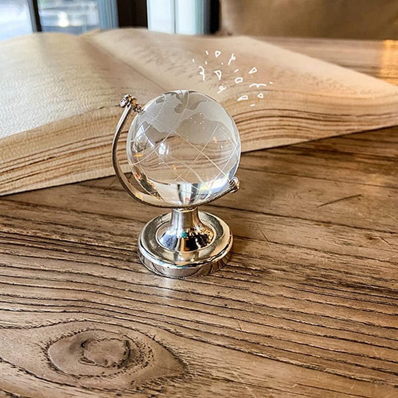 4every Mini World Globe Crystal Glass balls,Clear Paperweight decorative,small Earth globe for desk decorations,Office Home table Decor,tiny Ornaments Gifts, Miniature Ball Sphere paper weights,Diameter 5cm - Image 4