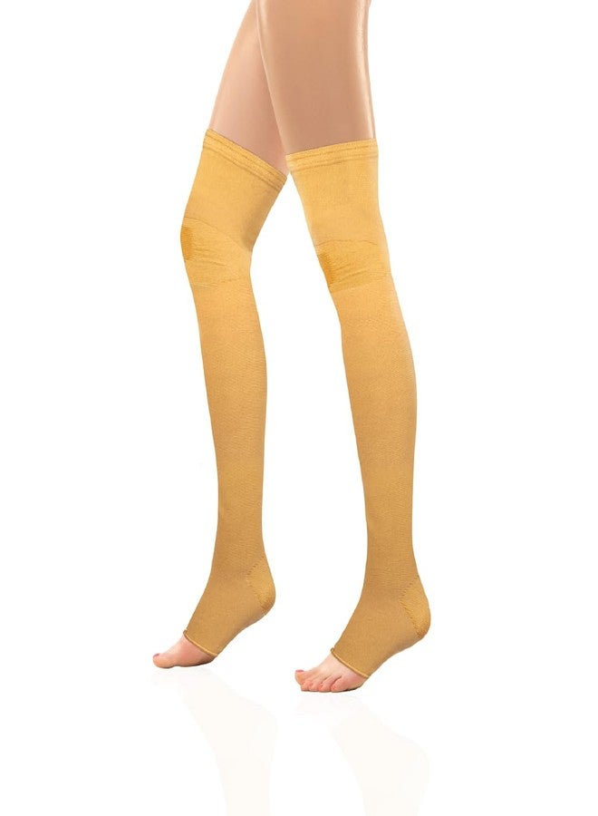 Vissco Medical Compression Stockings (Above Knee), Stocking to Improve Blood Circulation, Varicose Vein, Swollen, Aching Legs, Pain Relief, Edema, Sore Legs - Large (Beige) - Image 1