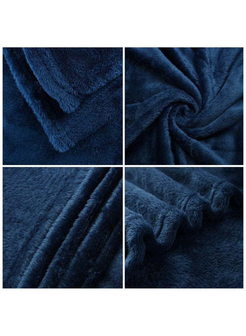 فابينني بطانية سرير فردية من قطعتين، مصنوعة من صوف الألياف الدقيقة، بوزن 280 جرام لكل متر مربع، ناعمة للغاية وناعمة كالحرير، مقاس 150 × 200 سم، لون رمادي/كحلي - Image 5