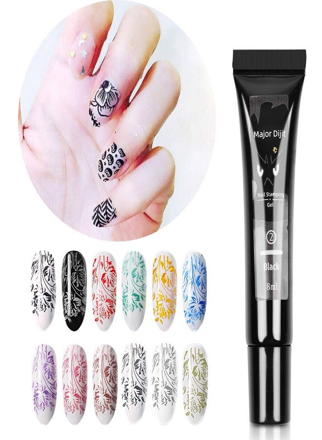 Major Dijit Nail stamping polish gel 8ML Nail Art UV Gel Polish for Nail Stamp Plate 12 Colors - Image 2