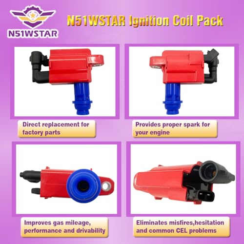 N51WSTAR HIGH ENERGY IGNITION COIL PACK SET OF 1 COMPATIBLE WITH LEXUS GS300 IS300 SC300 TOYOTA SUPRA 3.0L L5 2JZ REPLACEMENT FOR 90919-02216 9091902216 UF228 UF-228 C1153 - Image 2