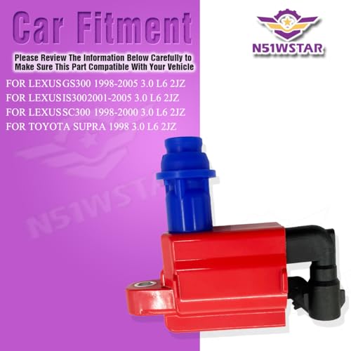 N51WSTAR HIGH ENERGY IGNITION COIL PACK SET OF 1 COMPATIBLE WITH LEXUS GS300 IS300 SC300 TOYOTA SUPRA 3.0L L5 2JZ REPLACEMENT FOR 90919-02216 9091902216 UF228 UF-228 C1153 - Image 5