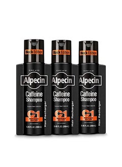 Alpecin Caffeine Shampoo C1 Black Edition Men'S Natural Hair Growth Shampoo For Thinning Hair With Niacin Menthol And Castor Oil 8.45 Fl. Oz. Pack Of 3  - Image 1