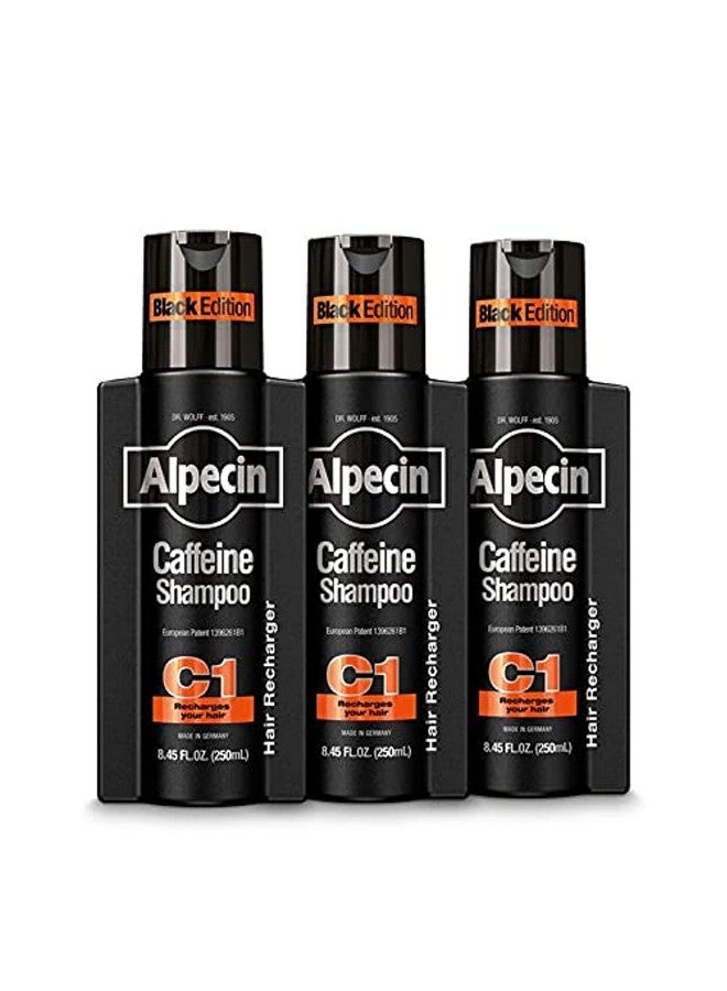 Alpecin شامبو كافيين C1 إصدار أسود شامبو نمو شعر طبيعي للرجال للشعر المتساقط مع النياسين والمنتول وزيت الخروع 8.45 أونصة سائلة عبوة من 3 - Image 2