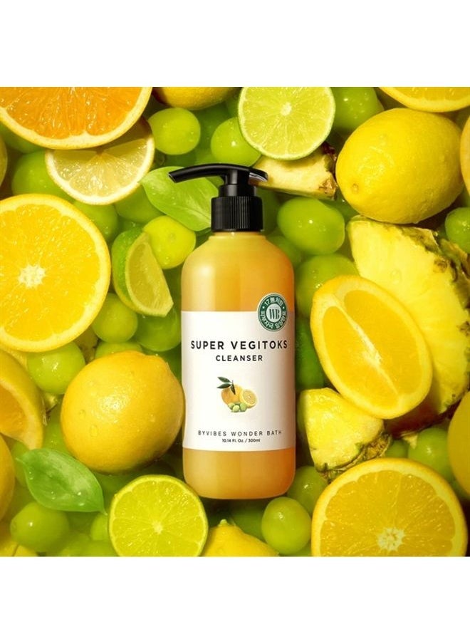 Super Vegitoks Cleanser Yellow 300ml + Mini Kit + Green 3ml 2ea | O2 Bubble Deep Cleansing Makeup Remover | Including Lemon, Pineapple, Quince, Trifoliate Orange extract