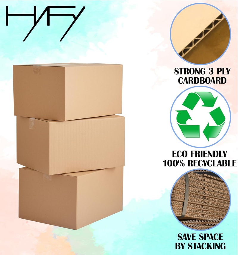 هاي فاي HYFY [25 حزمة] كرتون بني 25x15x15 سم صناديق نقل صناديق كرتون صندوق شحن صغير صندوق للتجارة الإلكترونية صناديق بريد صندوق شحن من الكرتون المضلع القابل لإعادة التدوير لتغليف صندوق تخزين 3 طبقات - Image 2