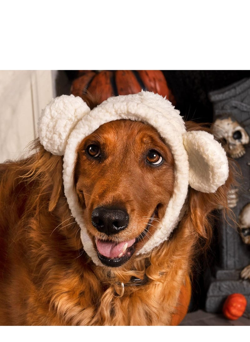 Najwa Dog Hat, Washable & Cozy - Sherpa Flex-Fit Polar Bear Dog Hat Costume - Cream  - Image 2