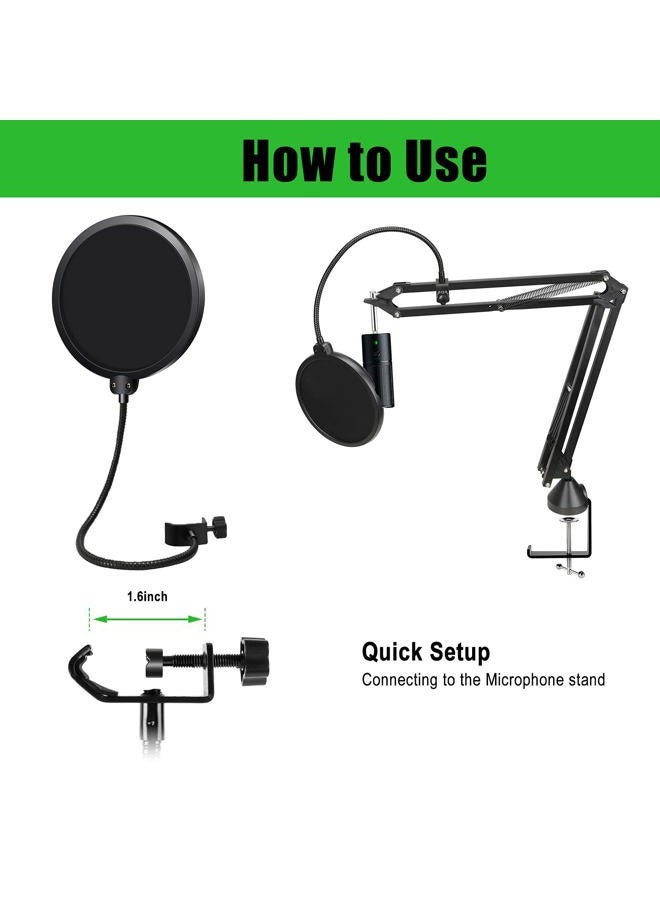 WIBOND Razer Seiren X Boom Arm with Pop Filter - Professional Adjustable Razer Seiren X Microphone and Pop Filter with Foam Windscreen Compatible with Razer Seiren X Mircophone - Image 4