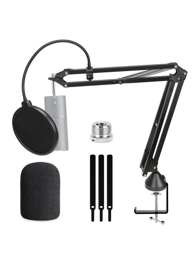 WIBOND Razer Seiren X Boom Arm with Pop Filter - Professional Adjustable Razer Seiren X Microphone and Pop Filter with Foam Windscreen Compatible with Razer Seiren X Mircophone - Image 1