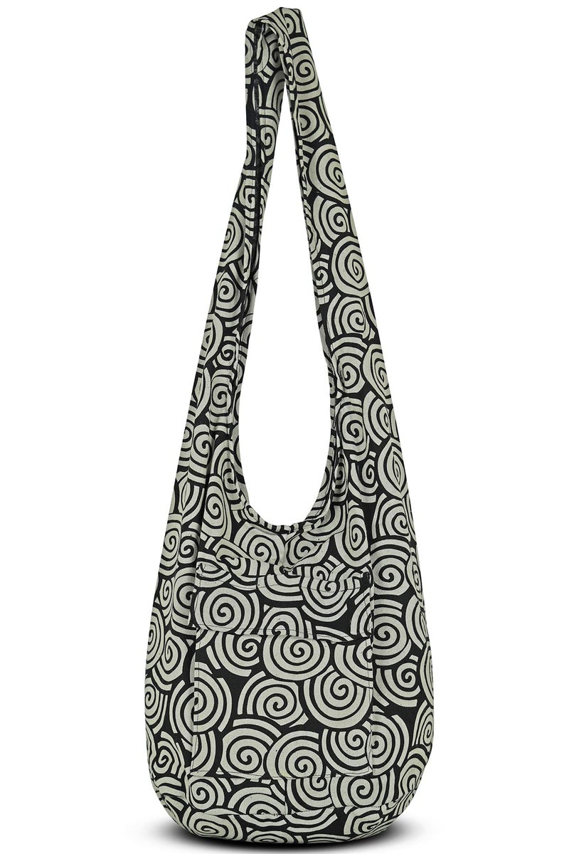 Your Cozy Boho Crossbody Bag for Women â€“ Handmade Cotton Sling Bag Lightweight Unisex Travel Purse with Zipper (Spiral) - Image 1