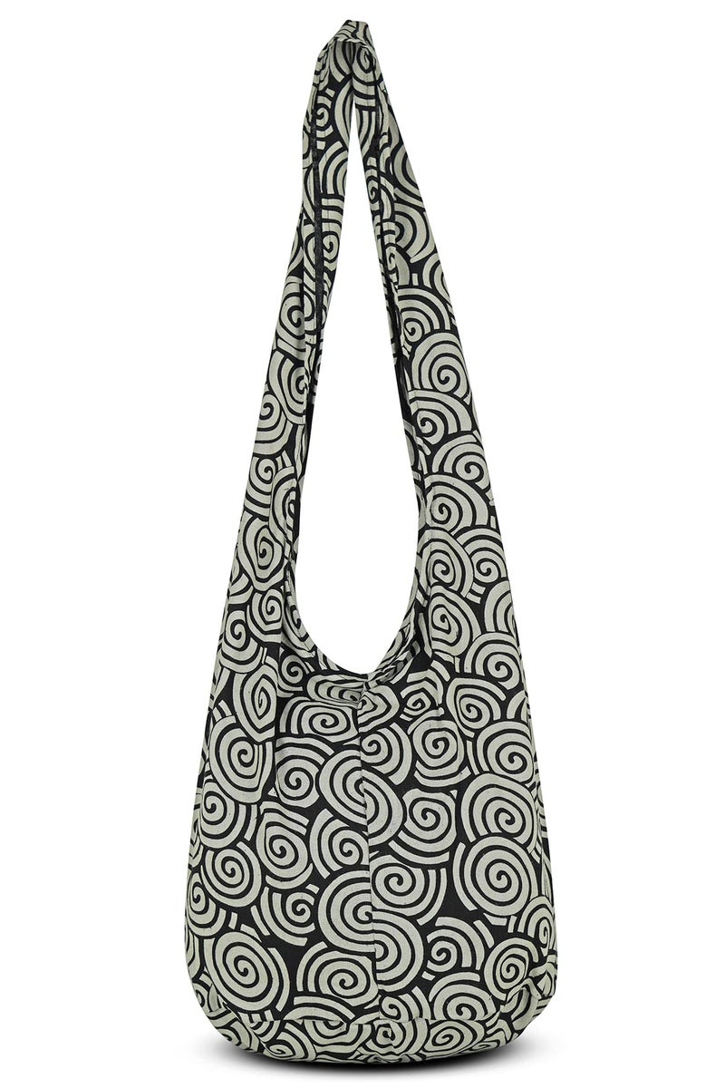 Your Cozy Boho Crossbody Bag for Women â€“ Handmade Cotton Sling Bag Lightweight Unisex Travel Purse with Zipper (Spiral) - Image 5