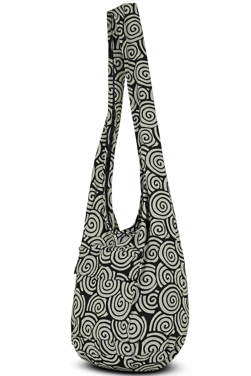 Your Cozy Boho Crossbody Bag for Women â€“ Handmade Cotton Sling Bag Lightweight Unisex Travel Purse with Zipper (Spiral) - Image 4