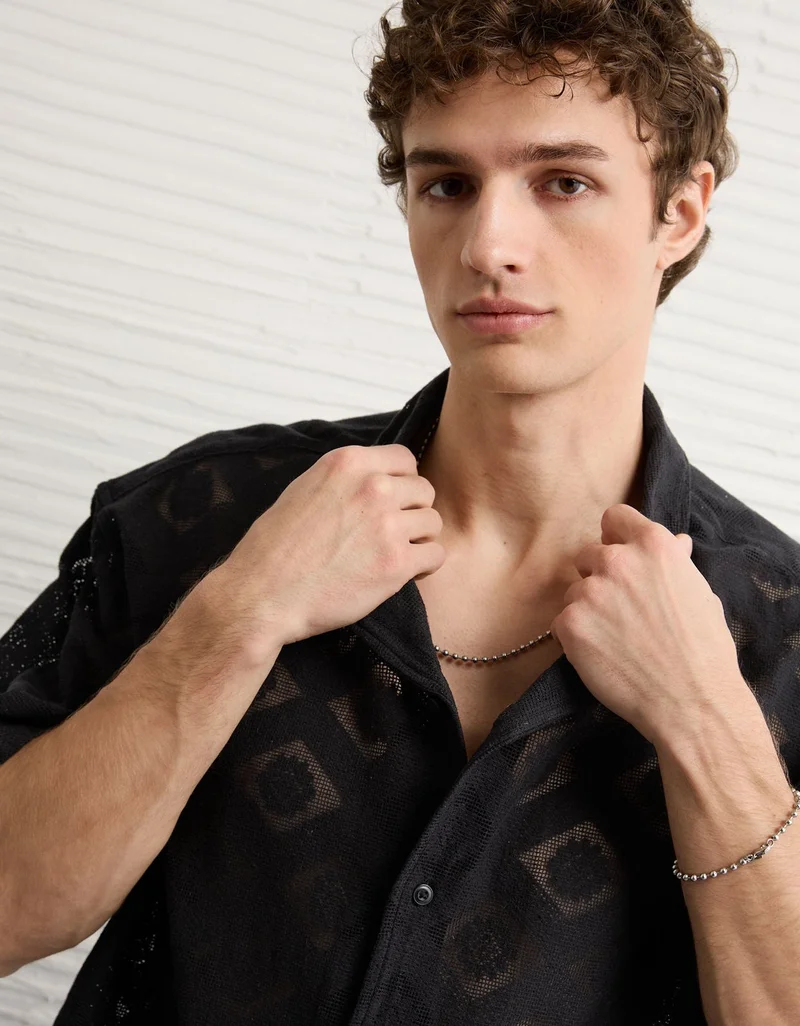 American Eagle  AE Relaxed Short-Sleeve Camp Collar Shirt for Men | Best Price UAE