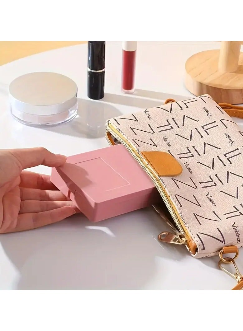 مجموعة فرش مكياج صغيرة للسفر مع مرآة - مجموعة مستحضرات تجميل محمولة لجميع أنواع البشرة - تتضمن فرشاة بودرة، فرشاة أساس، فرشاة ظلال العيون، فرشاة دمج الشفاه - غير معطرة، شعيرات نايلون، مقبض ABS - Image 3