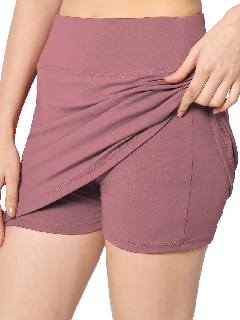 Mehrang Skirt with Shorts for Women's & Girl's Solid High Waist Flared Skater Short Mini Skirt (XS, Moove) - Image 1