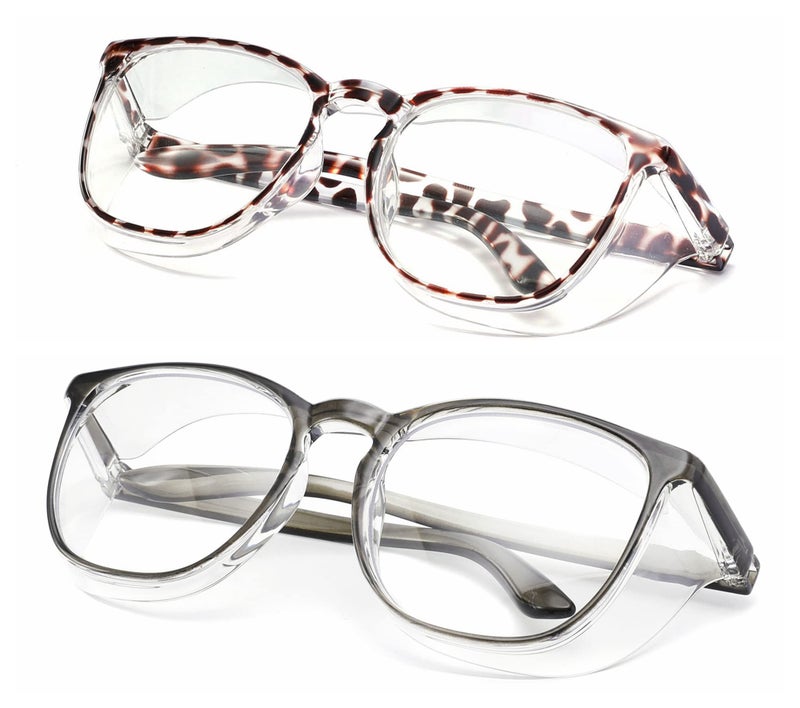 Alsenor Safety Glasses Anti Fog Goggles Protective Eyewear Blue Light Blocking Anti Dust Uv Protection Glasses For Men Women (2 Pack(New-Leopard+New-Grey)) - Image 1